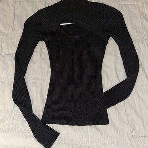 Pink Rose Sparkle Black Women's Turtleneck Sweater